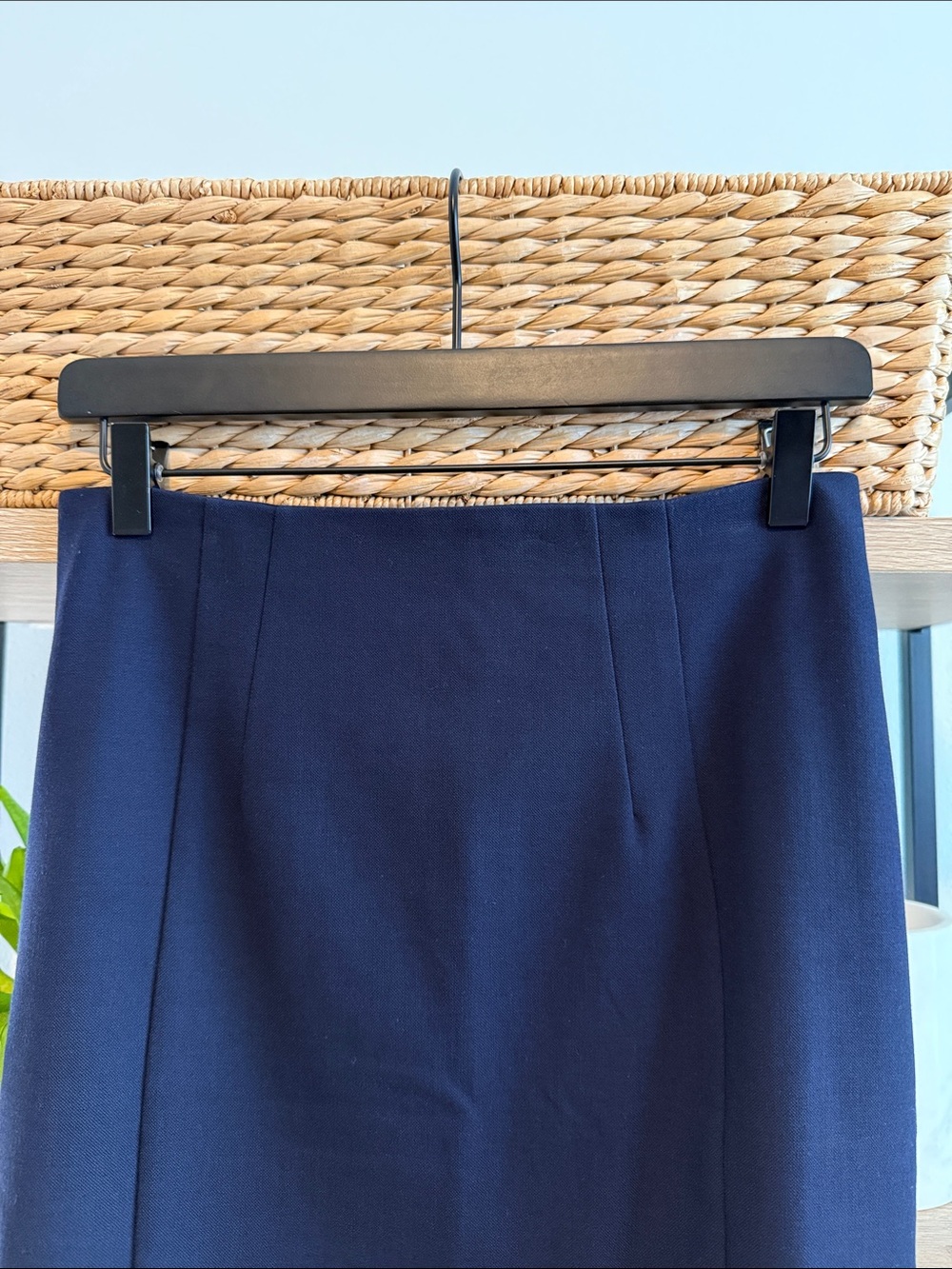 Express Navy Woven Career Pencil Skirt, 4 - Picture 2 of 6